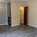 Living room looking into kitchen area. Coat closet on right.